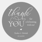 Sticker Rond Boho moderne Mariage mignon Merci de coeur cadeaux (Devant)