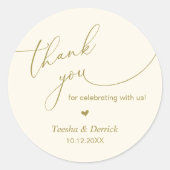 Sticker Rond Boho moderne Mariage mignon Merci de coeur cadeaux (Devant)