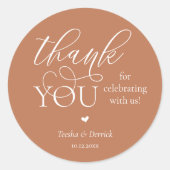 Sticker Rond Boho moderne Mariage mignon Merci de coeur cadeaux (Devant)