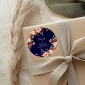 Sticker Rond Boho Moderne Marine Bleu Brûlé Orange Floral Maria