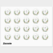 Sticker Rond Boho Monogramme Hiver Verdure Mariage Faveur (Feuille)