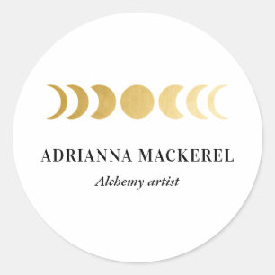 Sticker Rond Boho Moon Phase Faux Gold Foil Moderne Carré Stic
