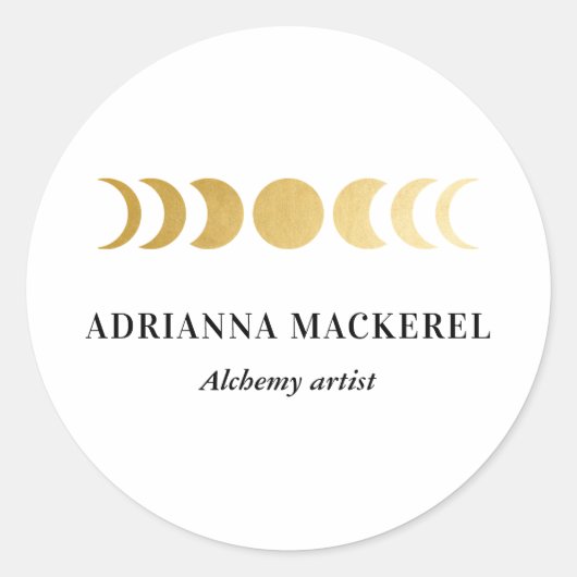 Sticker Rond Boho Moon Phase Faux Gold Foil Moderne Carré Stic (Devant)