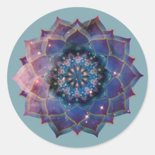 Sticker Rond Boho Nebula Bloom   Conception de Mandala
