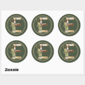 Sticker Rond Boho Noël Monogramme E avec arbre (Feuille)