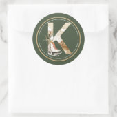 Sticker Rond Boho Noël Monogramme K avec patins à glace (Sac)