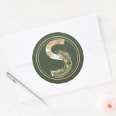 Sticker Rond Boho Noël Monogramme S avec verdure (Enveloppe)