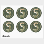 Sticker Rond Boho Noël Monogramme S avec verdure (Feuille)