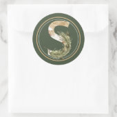 Sticker Rond Boho Noël Monogramme S avec verdure (Sac)