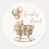 Sticker Rond Boho Nursery Beige Balloons Révélation de genre (Devant)