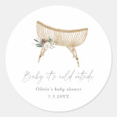 Sticker Rond Boho nursery hiver baby shower à feuillage persist (Devant)