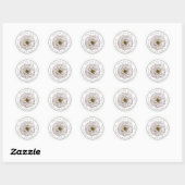 Sticker Rond Boho Off White Flower Wedding Favor (Feuille)