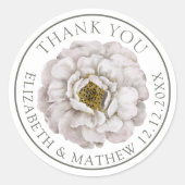 Sticker Rond Boho Off White Flower Wedding Favor (Devant)