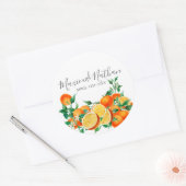 Sticker Rond Boho Orange Blossom Mariage (Enveloppe)