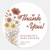 Sticker Rond Boho Orange Brûlé | Faveur Fleur Sauvage (Devant)