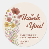 Sticker Rond Boho Orange Brûlé | Fleur Sauvage (Devant)