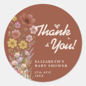 Sticker Rond Boho Orange Brûlé | Fleur Sauvage (Devant)