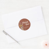 Sticker Rond Boho Orange Brûlé | Fleur Sauvage (Enveloppe)