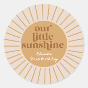 Sticker Rond Boho Our Little Sunshine Anniversaire