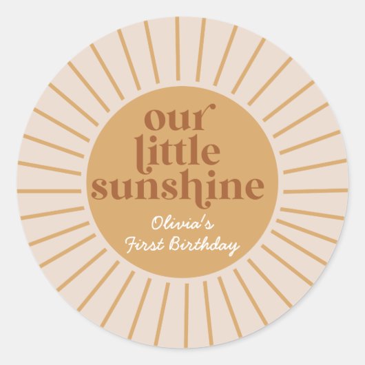 Sticker Rond Boho Our Little Sunshine Anniversaire (Devant)