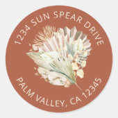 Sticker Rond Boho Palm séché Foliage Terracotta Adresse de reto (Devant)