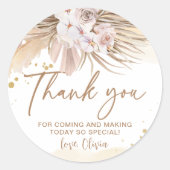 Sticker Rond Boho Pampas Grass Merci (Devant)