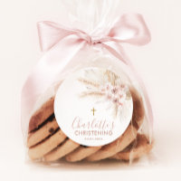 Boho Pampas Rose Girl Floral Baptism Christening