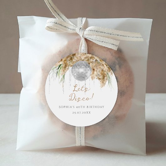 Sticker Rond Boho Papmas Grass Disco Ball Anniversaire