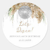 Sticker Rond Boho Papmas Grass Disco Ball Anniversaire (Devant)