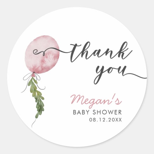Sticker Rond Boho Pink Balloon Garland Baby shower Favoriser (Devant)