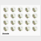 STICKER ROND BOHO PINK FLORAL DESERT CACTI FOLIAGE MARIAGE (Feuille)
