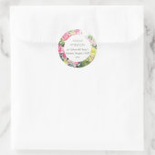 Sticker Rond Boho Pink Green Tropical Bougainvillea Adresse (Sac)
