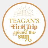 Sticker Rond Boho Premier Voyage Autour Du Soleil Premier Anniv (Devant)