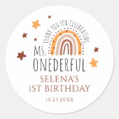Sticker Rond Boho Première Fille d'anniversaire Ms Onederful (Devant)