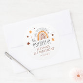 Sticker Rond Boho Première Fille d'anniversaire Ms Onederful (Enveloppe)