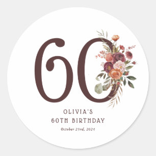 Sticker Rond Boho Pumpkin Autumn Bloom 60e Anniversaire