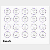 Sticker Rond Boho Purple Floral Couples Noms Mariage (Feuille)
