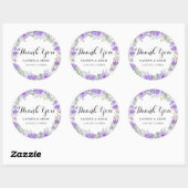 Sticker Rond Boho Purple Floral Merci Mariage Faveur (Feuille)