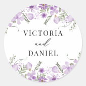 Sticker Rond Boho Purple Wedding Favors (Devant)