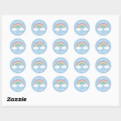 Sticker Rond Boho Rainbow Baby shower Blue Boy (Feuille)