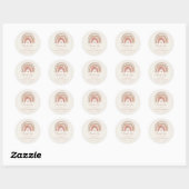 Sticker Rond Boho Rainbow Baby shower neutre Merci (Feuille)