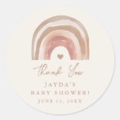 Sticker Rond Boho Rainbow Baby shower neutre Merci (Devant)