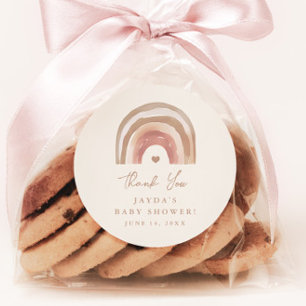 Sticker Rond Boho Rainbow Baby shower neutre Merci