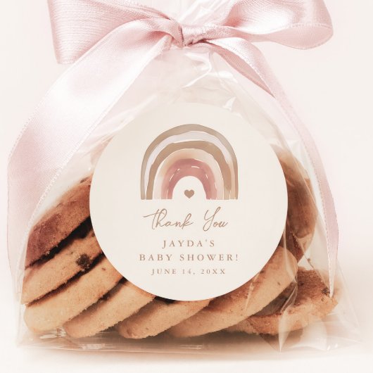 Sticker Rond Boho Rainbow Baby shower neutre Merci