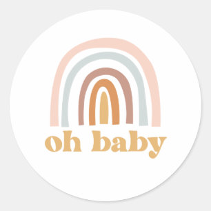 Sticker Rond Boho Rainbow Baby shower rose
