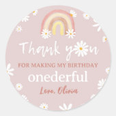 Sticker Rond Boho Rainbow Daisy Baby shower d'anniversaire (Devant)