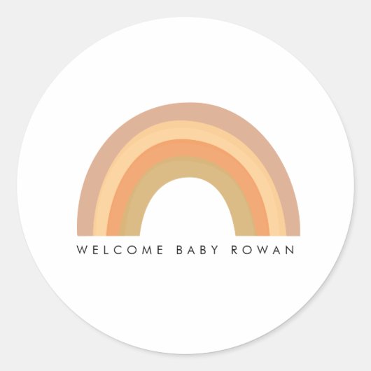 Sticker Rond Boho Rainbow fête ou baby shower faveur autocollan (Devant)
