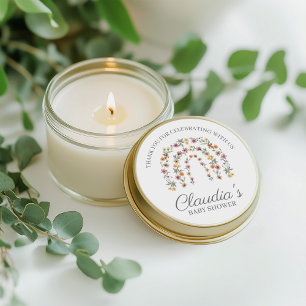 Sticker Rond Boho Rainbow Floral Fleur sauvage Baby shower fill