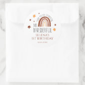 Sticker Rond Boho Rainbow Girl premier anniversaire (Sac)