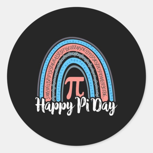 Sticker Rond Boho Rainbow Happy Pi Day 3.14 Math Geek 3 (Devant)
